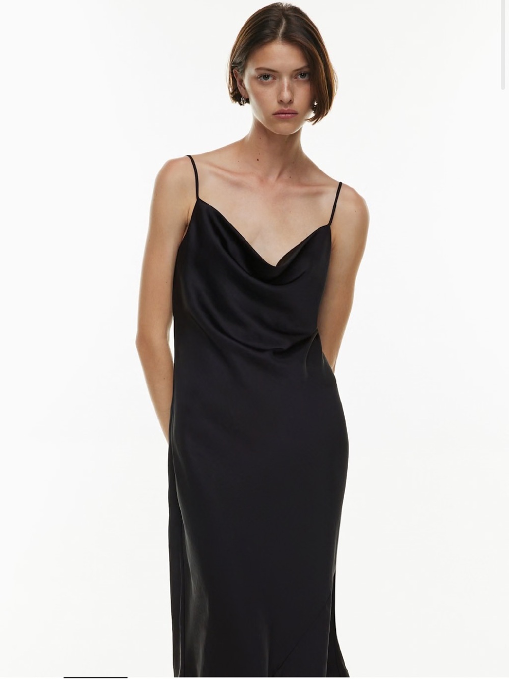 Wilfred  S Only Satin Cowlneck Slip Dress Black with Spaghetti Straps great cond